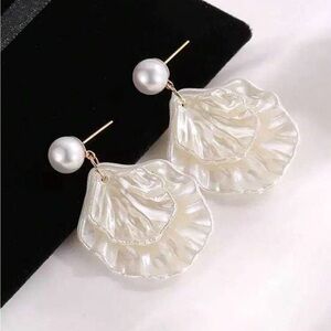 Elegant Pearl and White Shell Earrings